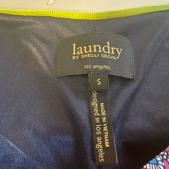 Laundry By Shelli Segal Woman’s Print Dress Size Small Blue Lime Pink 3/4 Sleeve - Picture 8 of 9